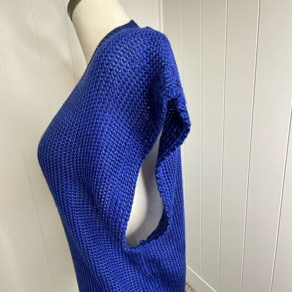 Vintage Collage Women’s Medium Blue Oversized Knit Vest Jacket - Picture 8 of 10